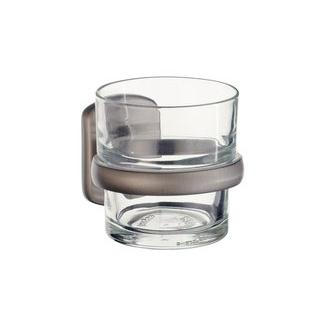 Smedbo C343N Wall Mounted Clear Glass Tumbler with Brushed Nickel Holder from the Cabin Collection